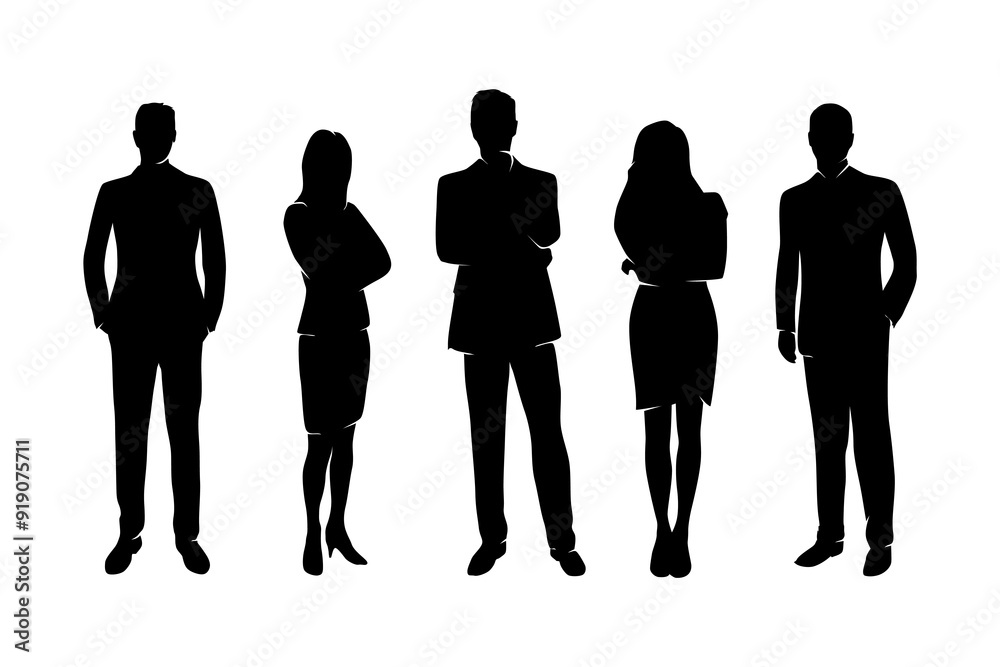 Business people, group of business men and women, set of isolated vector silhouettes Business people, group of business men and women, set of isolated vector silhouettes