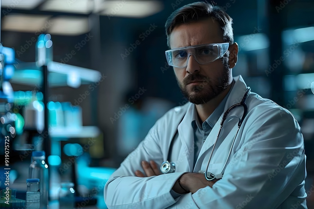 Fototapeta premium Focused Scientist in a Laboratory Setting