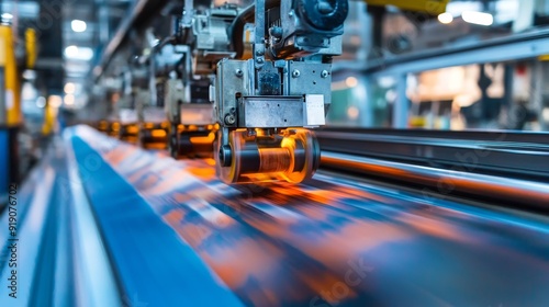 Wallpaper Mural A close-up of industrial machinery in operation, showcasing the manufacturing process with glowing elements. Torontodigital.ca