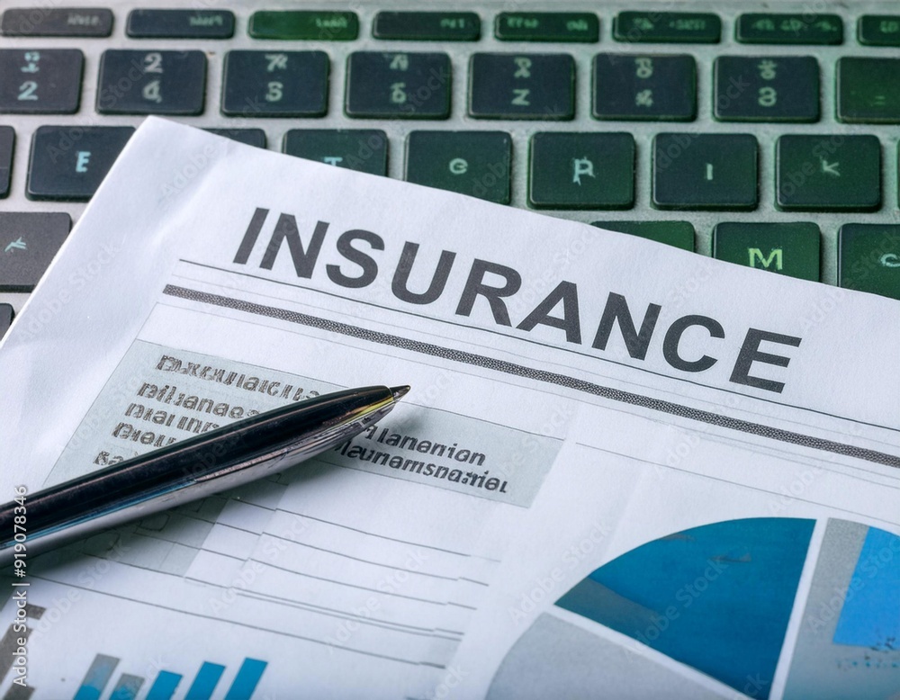 Naklejka premium Insurance policy documents, highlighting coverage details, protection plans, and financial security.