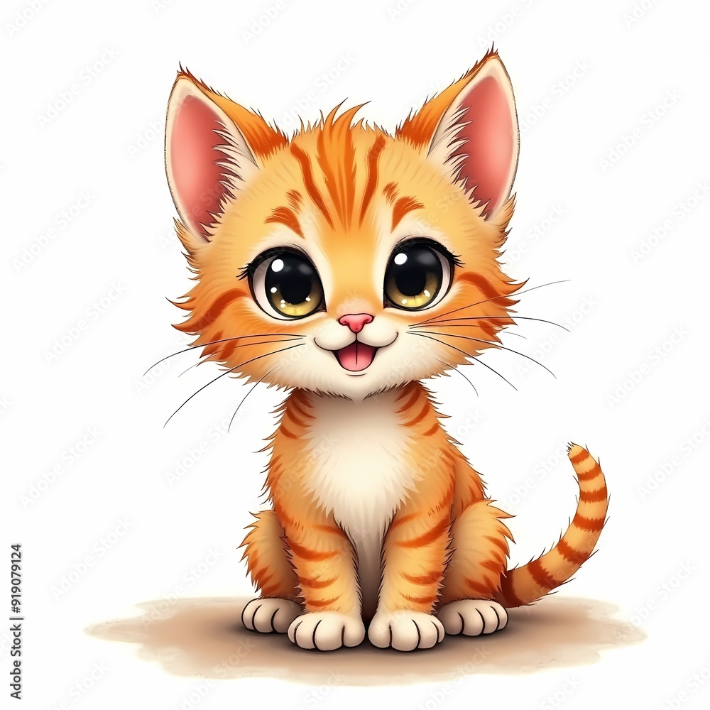 Adorable Cartoon Ginger Kitten with Big Eyes and Cute Expressions: Collection of Playful, Whimsical Cat Illustration Perfect for Children's Book, Posters, and Merchandise Adorable Cartoon Ginger Kitten with Big Eyes and Cute Expressions: Collection of Playful, Whimsical Cat Illustration Perfect for Children's Book, Posters, and Merchandise