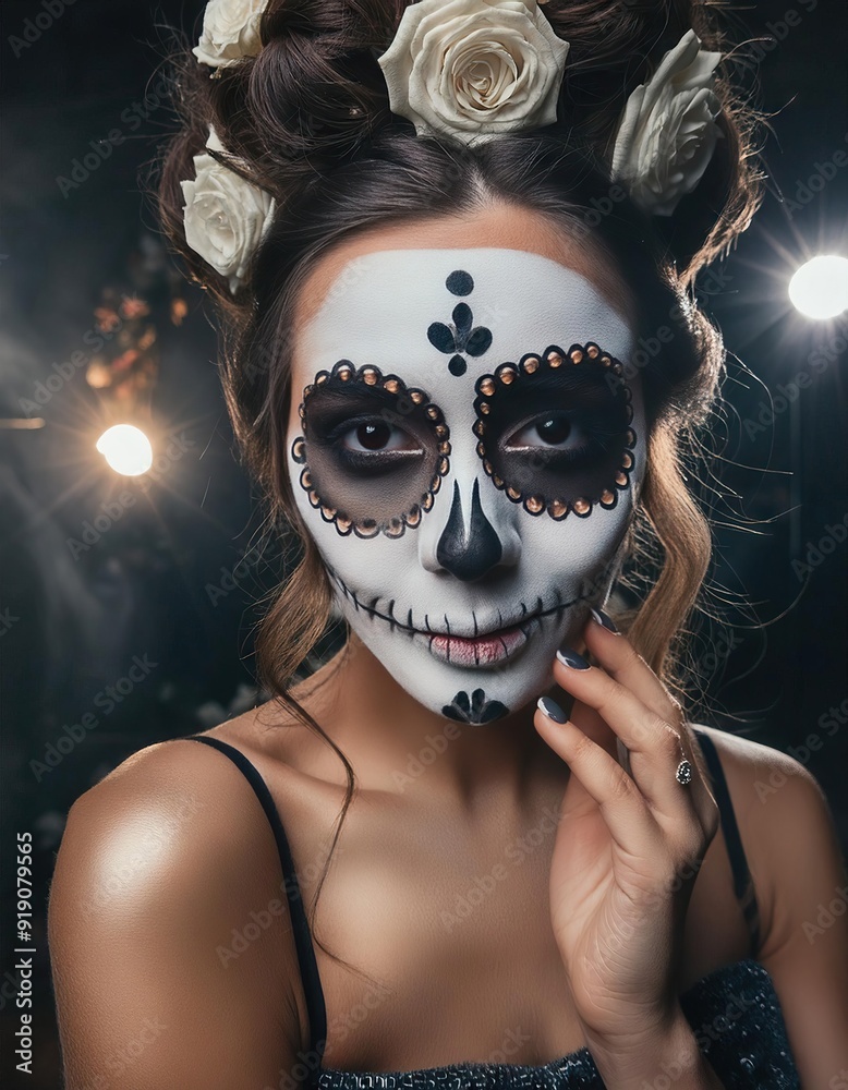 Halloween female skull makeup