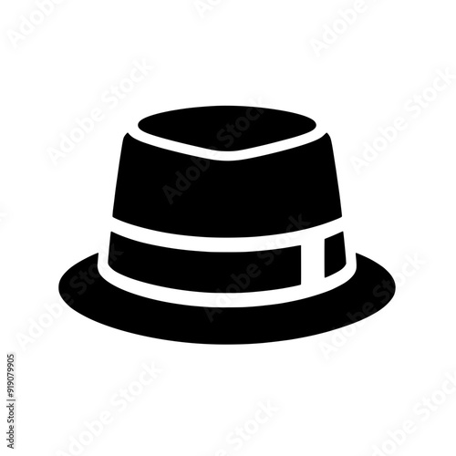 Black and White Fedora Hat illustration - Minimalist Hat Vector Graphic