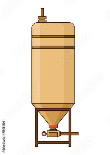 Brewery. Vintage brewing machine concept. Beer making process equipment, machinery symbol suitable for game asset, infographic or book print. Isolated vector illustration