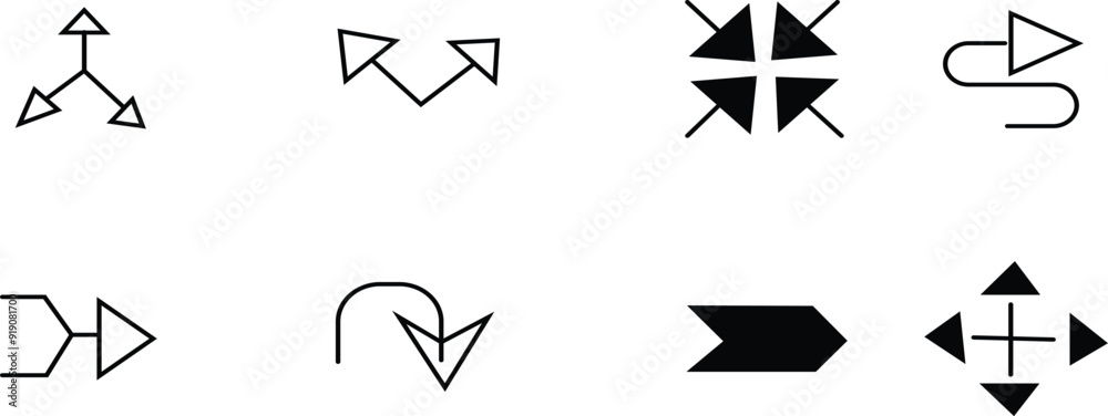 Arrows set of black icons. Arrow icon. Arrow vector collection. Arrow. Cursor. Modern simple arrows. Vector illustration isolated on white with transparent background. Arrows set of black icons. Arrow icon. Arrow vector collection. Arrow. Cursor. Modern simple arrows. Vector illustration isolated on white with transparent background.