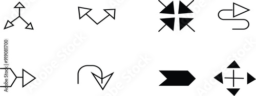 Arrows set of black icons. Arrow icon. Arrow vector collection. Arrow. Cursor. Modern simple arrows. Vector illustration isolated on white with transparent background.