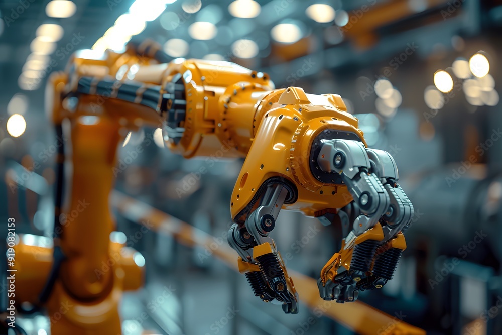 Advanced Robotic Arm in a Modern Industrial Setting Advanced Robotic Arm in a Modern Industrial Setting