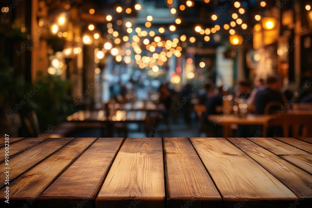 Wooden table in cafe with blurred background. Ideal for showcasing products or promoting food and drink brands. Wooden table in cafe with blurred background. Ideal for showcasing products or promoting food and drink brands.