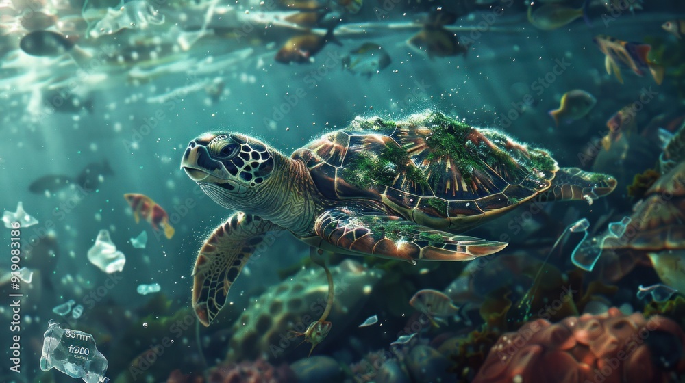 Sea Turtle in Plastic Pollution Sea Turtle in Plastic Pollution
