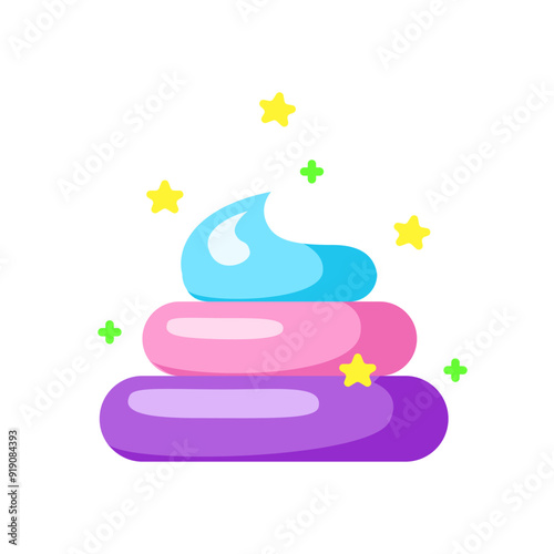 Cartoon unicorn poop. Magic shit in rainbow colors. Vector illustration on white background