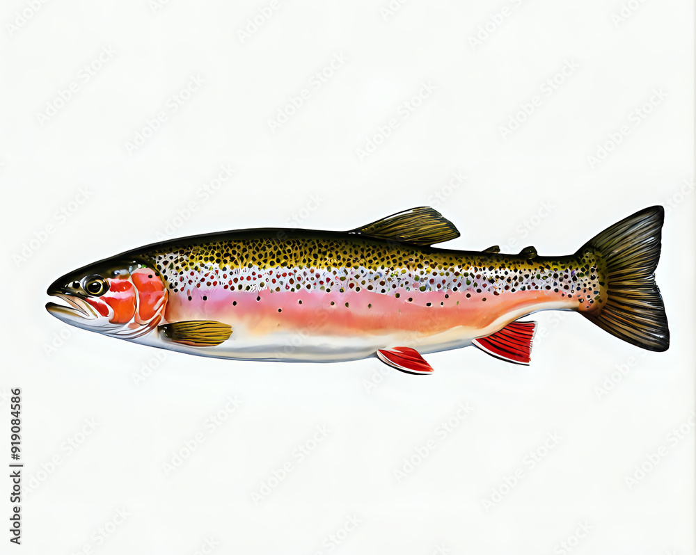 Fototapeta premium Rainbow trout on white 