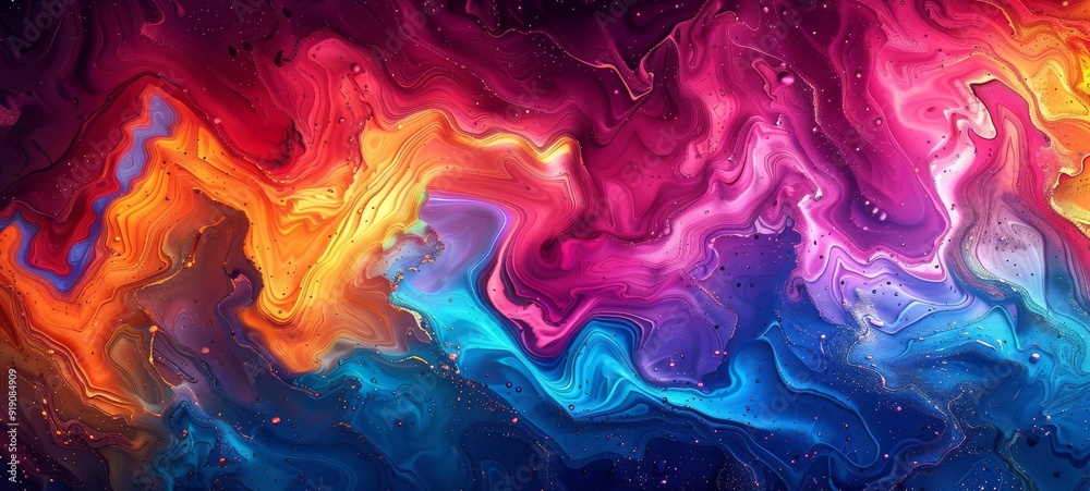 A vibrant explosion of swirling colors and patterns. Rich hues blend ...