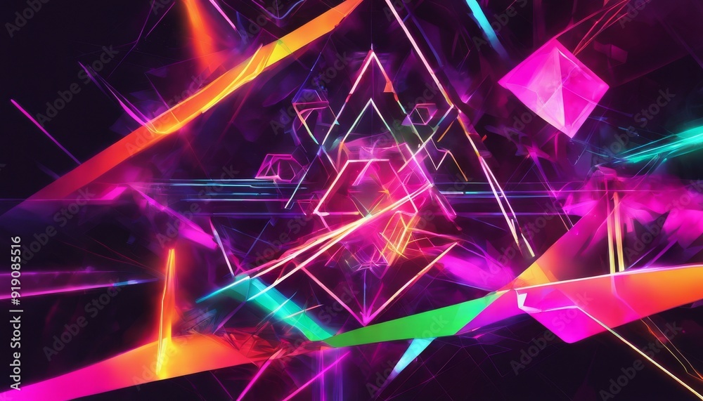 abstract geometric background of neon colors. green, purple, orange, yellow, red, pink abstract geometric background of neon colors. green, purple, orange, yellow, red, pink
