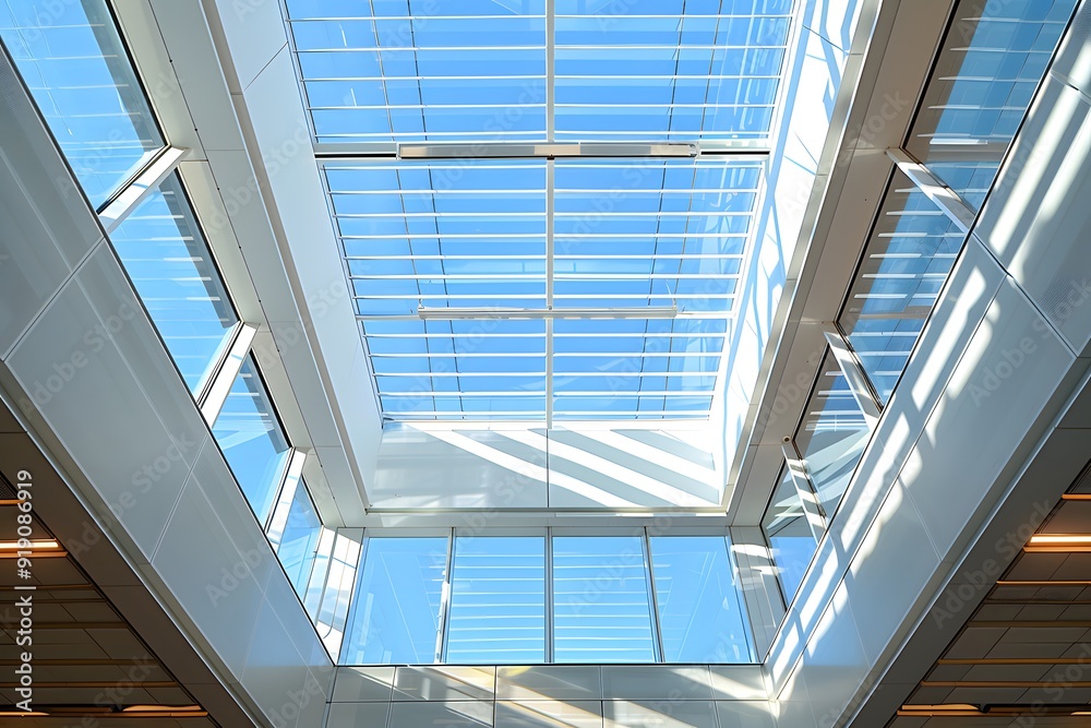 Modern Architectural Skylight with Clear Blue Sky View Modern Architectural Skylight with Clear Blue Sky View