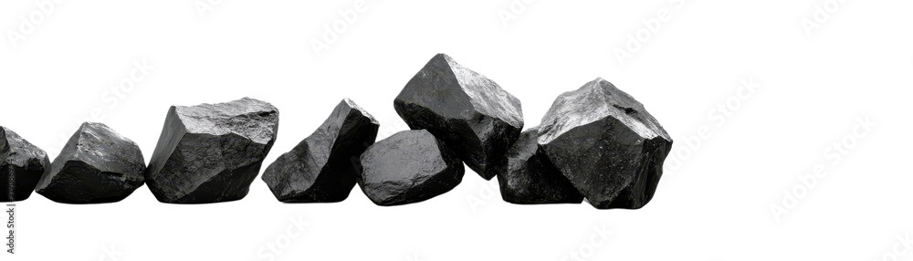 A row of large rocks on a white background A row of large rocks on a white background