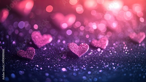 Sparkly hearts on purple glitter. Perfect for romantic, love, or Valentine's Day designs.