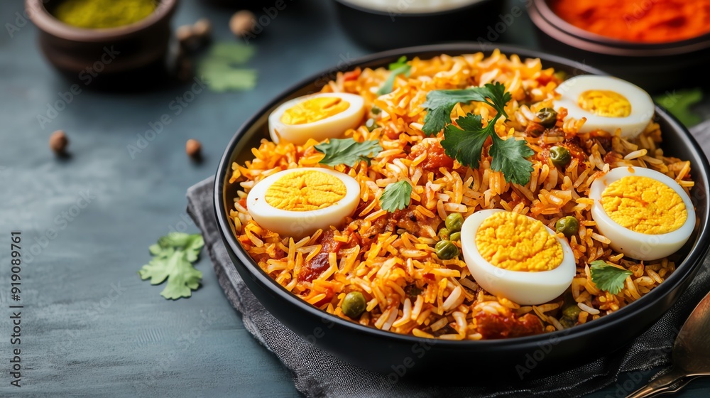 Egg biryani with rice and spices Egg biryani with rice and spices
