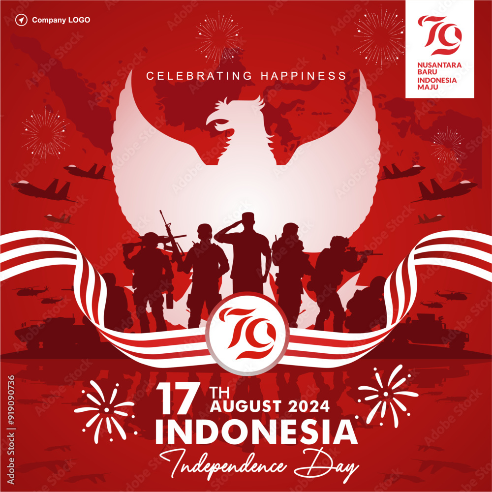79th Anniversary of Indonesia 17th August 2024 Design with 79 logo