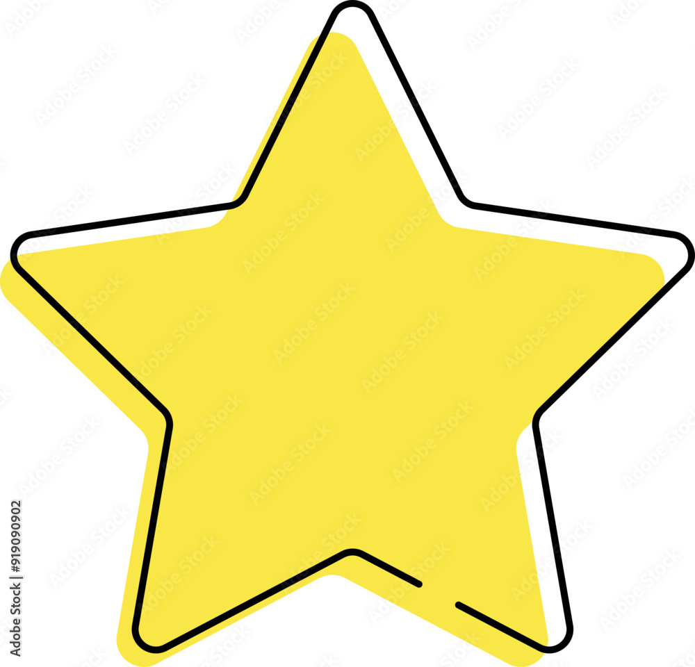 One continuous line drawing of yellow star on white background. Black thin line of star icon. Vector illustration, editable stroke. One continuous line drawing of yellow star on white background. Black thin line of star icon. Vector illustration, editable stroke.