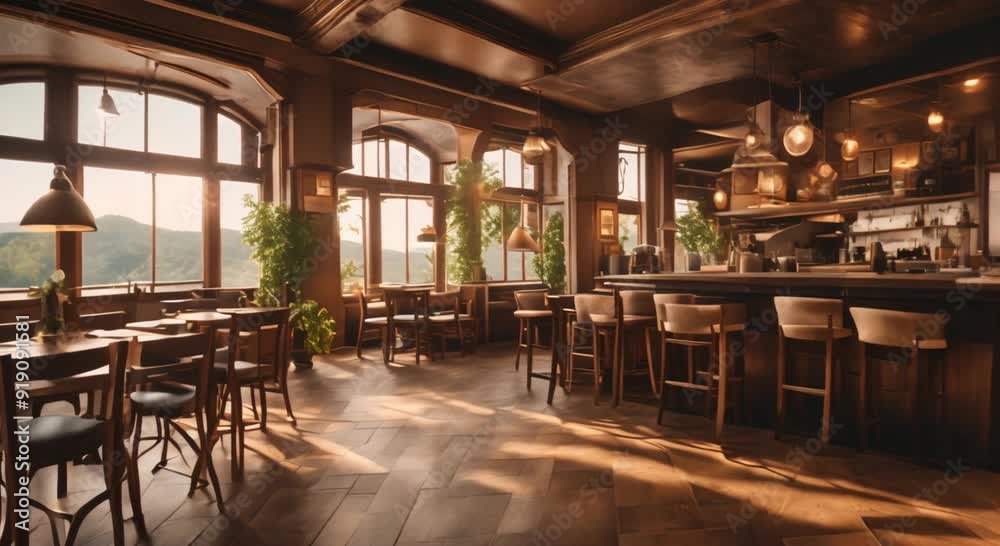 A morning view at a cozy cafe Seamless looping time lapse virtual video animation background 4k animation A morning view at a cozy cafe Seamless looping time lapse virtual video animation background 4k animation