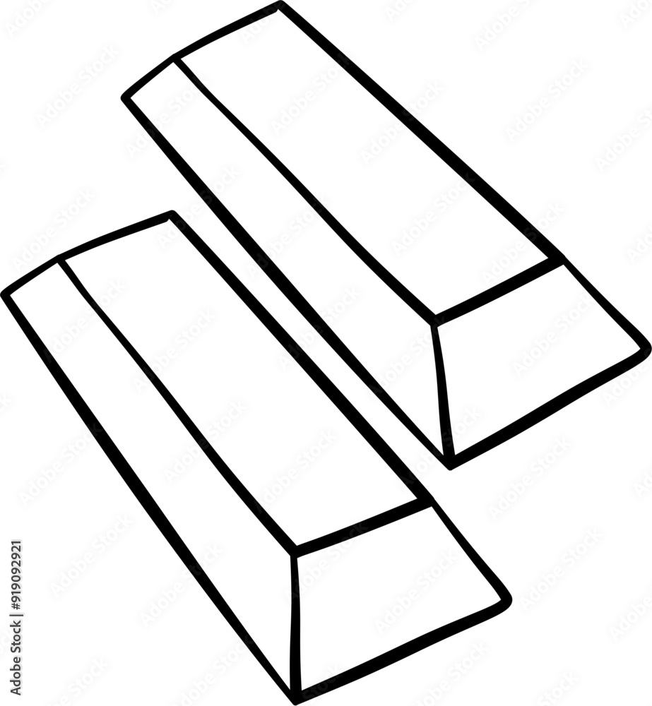 Gold bars Hand drawn doodle vector outline Gold bars Hand drawn doodle vector outline