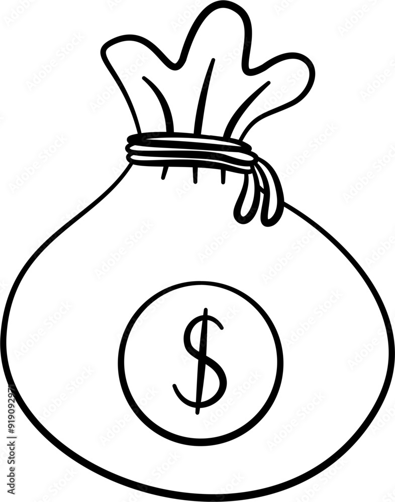 Money bag Hand drawn doodle vector outline Money bag Hand drawn doodle vector outline