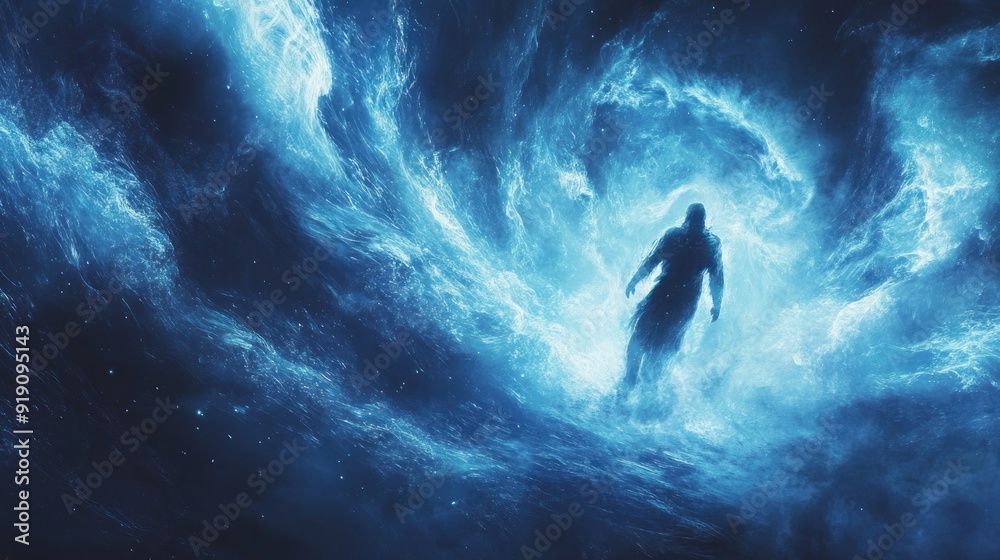 Naklejka premium A Solitary Figure In A Mystical Realm