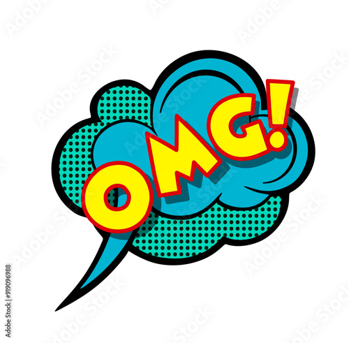 Comic speech bubble expressing omg with halftone shadow
