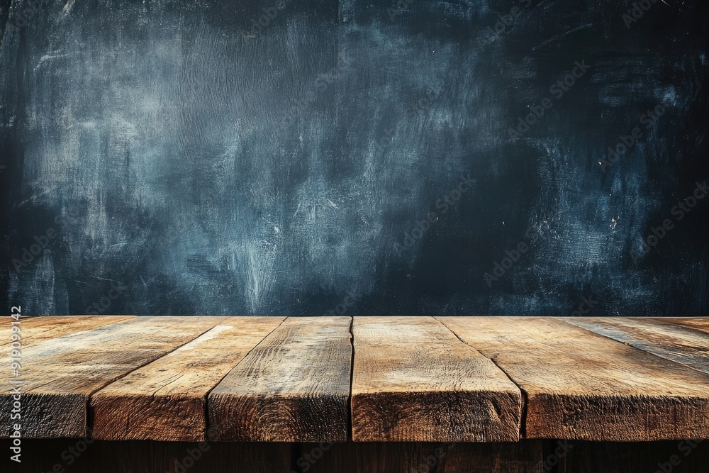 Wooden table with a dark blue background. Perfect for showcasing products or creating a rustic ambiance. Wooden table with a dark blue background. Perfect for showcasing products or creating a rustic ambiance.
