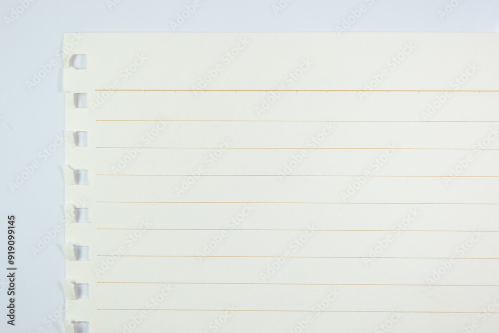 line paper texture isolated on white background, blank sheet notebook line paper texture isolated on white background, blank sheet notebook