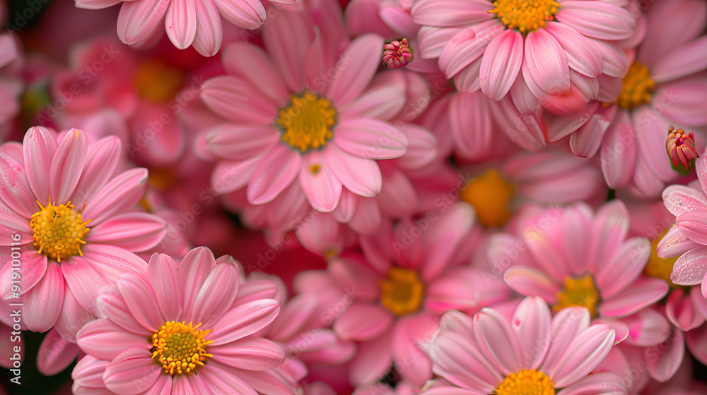 Pink daisies in full bloom creating a delicate floral background, seamless pattern Pink daisies in full bloom creating a delicate floral background, seamless pattern