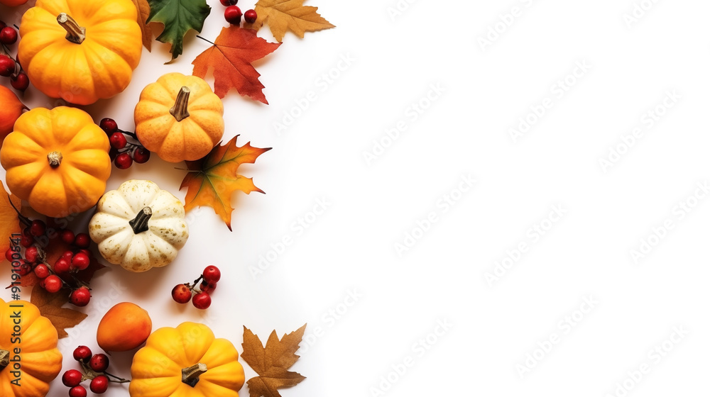Fall background with orange pumpkins and fall leaves Fall background with orange pumpkins and fall leaves