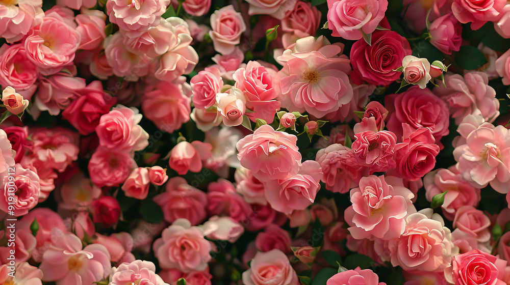 Pink roses in full bloom romantic floral beauty seamless pattern Pink roses in full bloom romantic floral beauty seamless pattern