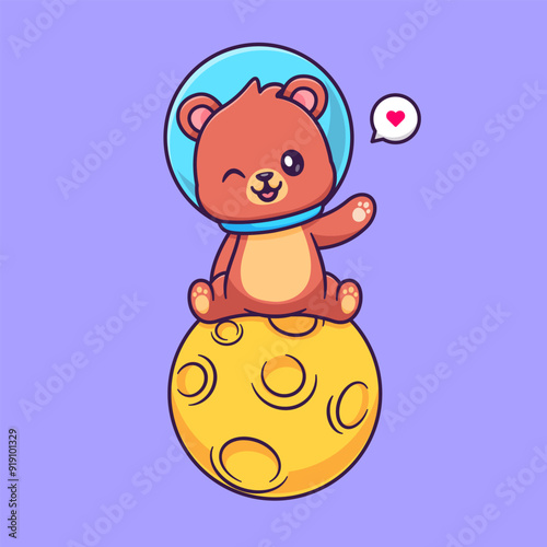 Cute Bear Astronaut Sitting On Moon Cartoon Vector Icon
Illustration. Animal Science Icon Concept Isolated Premium
Vector. Flat Cartoon Style
