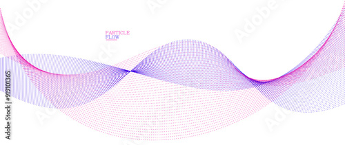 Smooth background with wave of flowing particles abstract vector art, easy and soft relaxing curve lines dots in motion, airy and soft illustration.