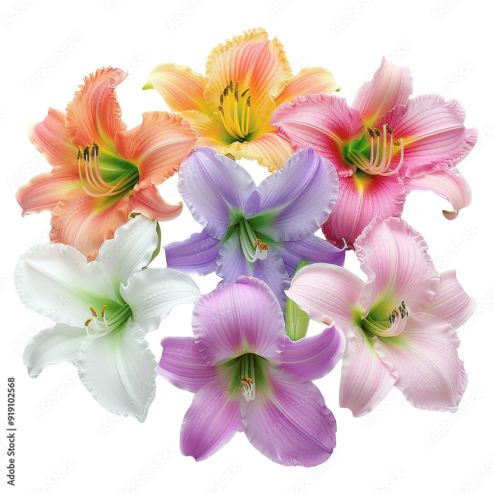 A bouquet of flowers with a variety of colors including white, pink, and orange A bouquet of flowers with a variety of colors including white, pink, and orange