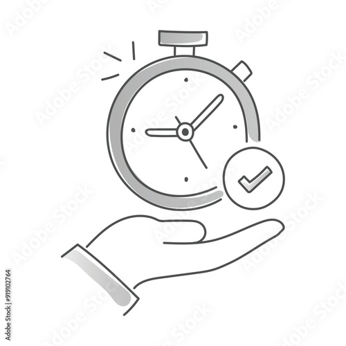 Hand-Drawn Time Management Symbol: Efficiency, Task Completion, Productivity, Punctuality, Workflow Optimization.