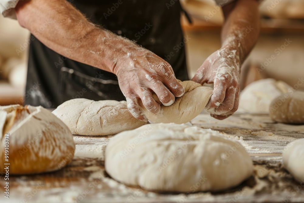 Mid-section of female baker kneading a dough. Beautiful simple AI generated image in 4K, unique. Mid-section of female baker kneading a dough. Beautiful simple AI generated image in 4K, unique.
