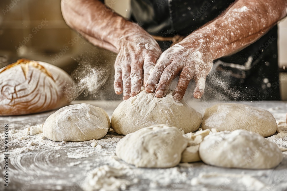 Mid-section of female baker kneading a dough. Beautiful simple AI generated image in 4K, unique. Mid-section of female baker kneading a dough. Beautiful simple AI generated image in 4K, unique.