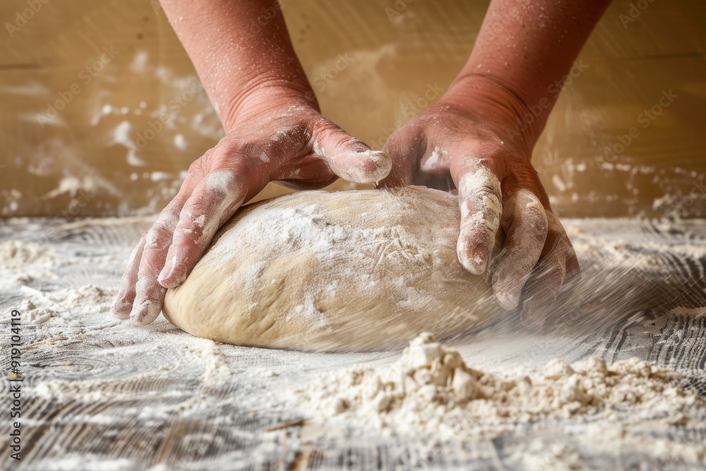 baker at work. The baker shapes the bread. Hands on the close-up form bread. Beautiful simple AI generated image in 4K, unique. baker at work. The baker shapes the bread. Hands on the close-up form bread. Beautiful simple AI generated image in 4K, unique.