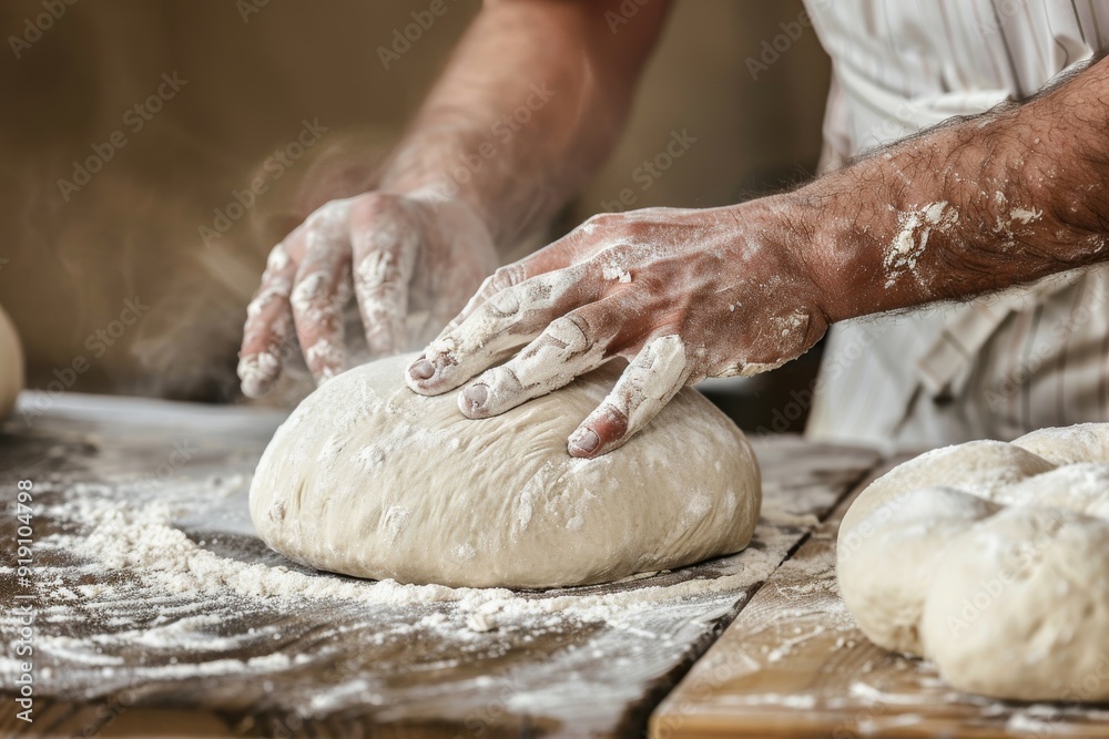 Close up hands cut shape in rolling-pin dough into pieces on wooden board covered with flour. Beautiful simple AI generated image in 4K, unique. Close up hands cut shape in rolling-pin dough into pieces on wooden board covered with flour. Beautiful simple AI generated image in 4K, unique.