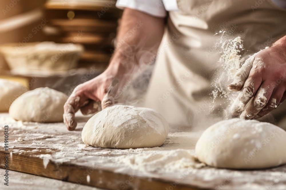 Mid-section of female baker kneading a dough. Beautiful simple AI generated image in 4K, unique. Mid-section of female baker kneading a dough. Beautiful simple AI generated image in 4K, unique.