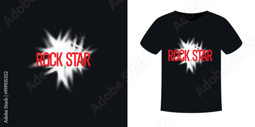 The inscription is a rock star. The pattern on the clothes. Print on the T-shirt. Modern fashion illustration. A vector graphic image. A template for placing an illustration on clothes.