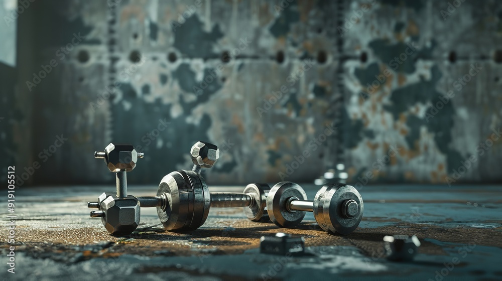 Black Dumbbell, Empty Gym Room with Dumbbells, Gym Equipment Black Dumbbell, Empty Gym Room with Dumbbells, Gym Equipment