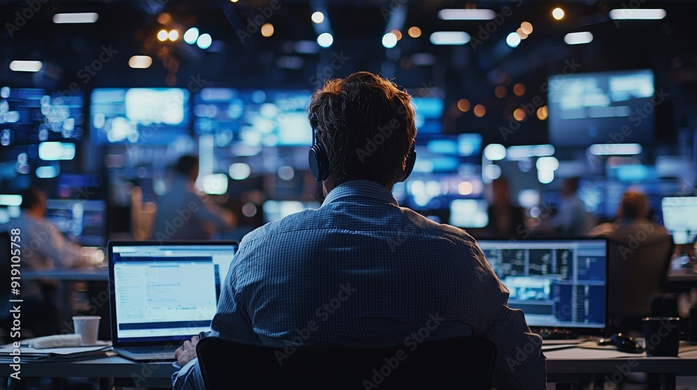Surveillance Monitoring Center Analyst at Work Surveillance Monitoring Center Analyst at Work