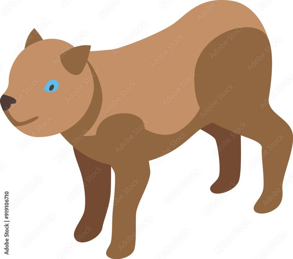 Simple and colorful illustration of a capybara standing on a white background