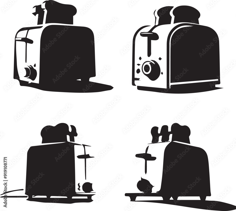 silhoutte of clean vector Toaster sets isolated on white background silhoutte of clean vector Toaster sets isolated on white background