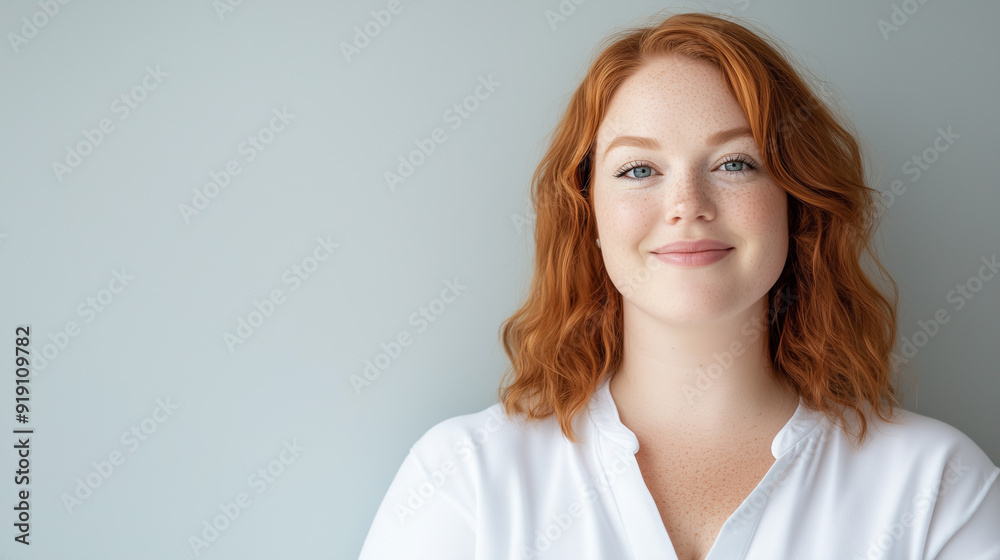A woman fashion plus size model body positive concept portrait isolated on blank background with copy space. A woman fashion plus size model body positive concept portrait isolated on blank background with copy space.