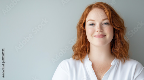 A woman fashion plus size model body positive concept portrait isolated on blank background with copy space.