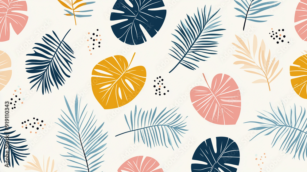 Seamless pattern with Palm leaves. boho leaves repeating pattern for nursery decor. Seamless pattern with Palm leaves. boho leaves repeating pattern for nursery decor.